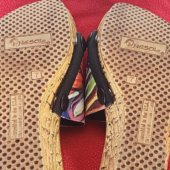 Onesole Seven Set Interchangeable Strap Cork Slide Wedge Slip On Sandals Size 7 - Picture 9 of 16